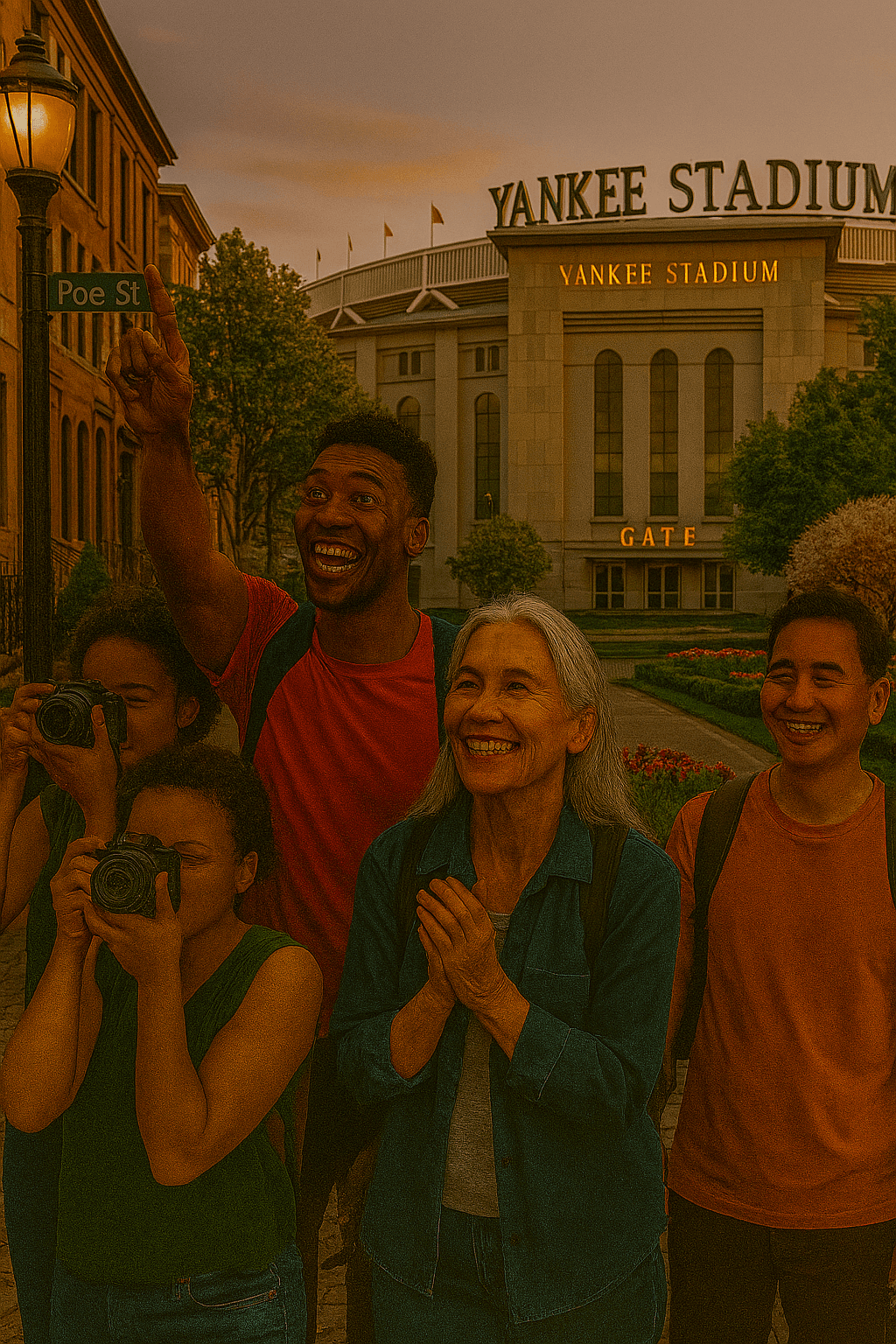 Group of travelers exploring Bronx seasonal highlights from Yankee Stadium to Wave Hill and Poe’s Cottage