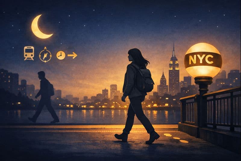 NYC solo travel safety guide — neighborhood tips, subway awareness, exits, and time cues