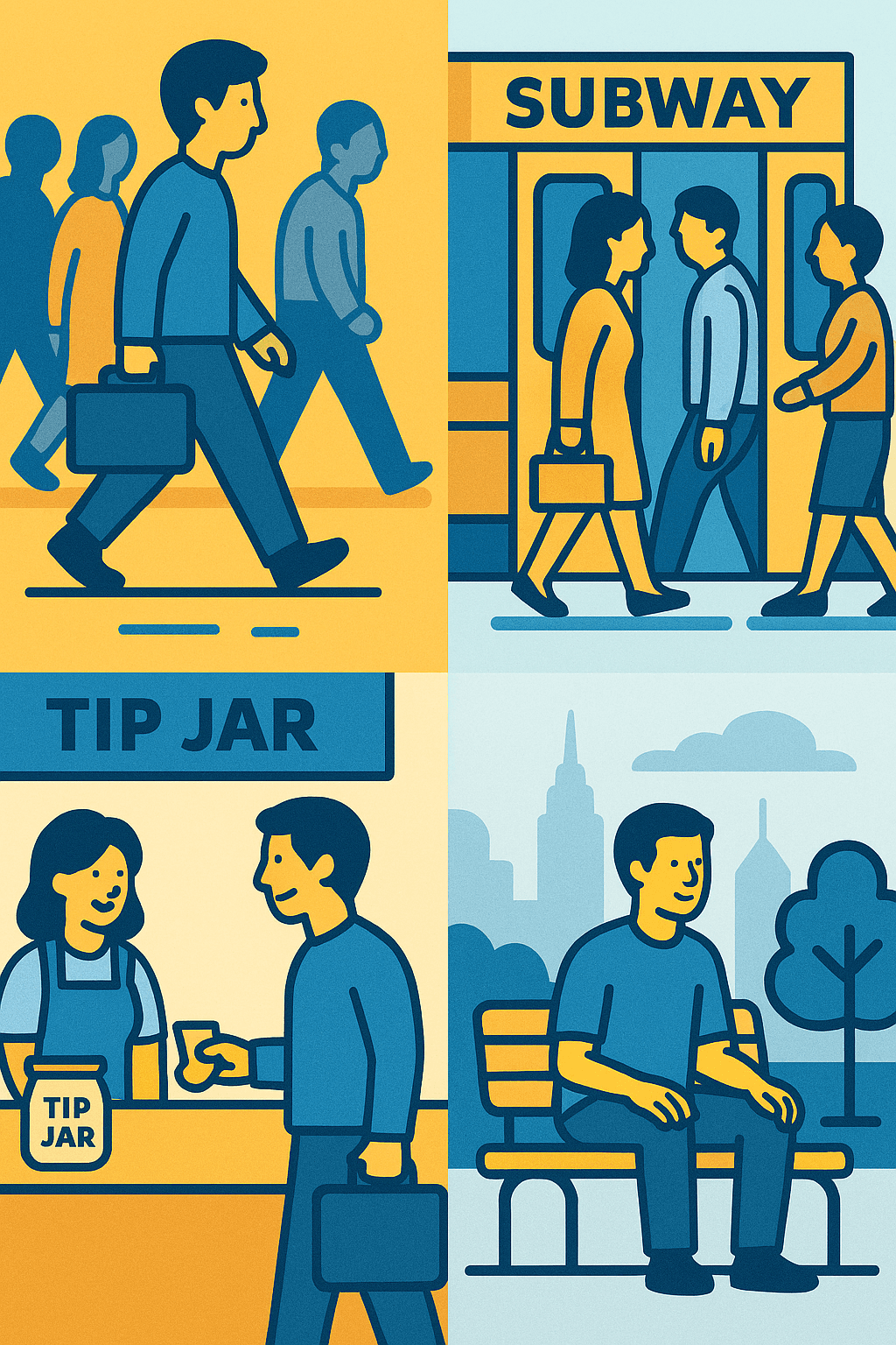 Illustration showing NYC solo travel culture etiquette tips